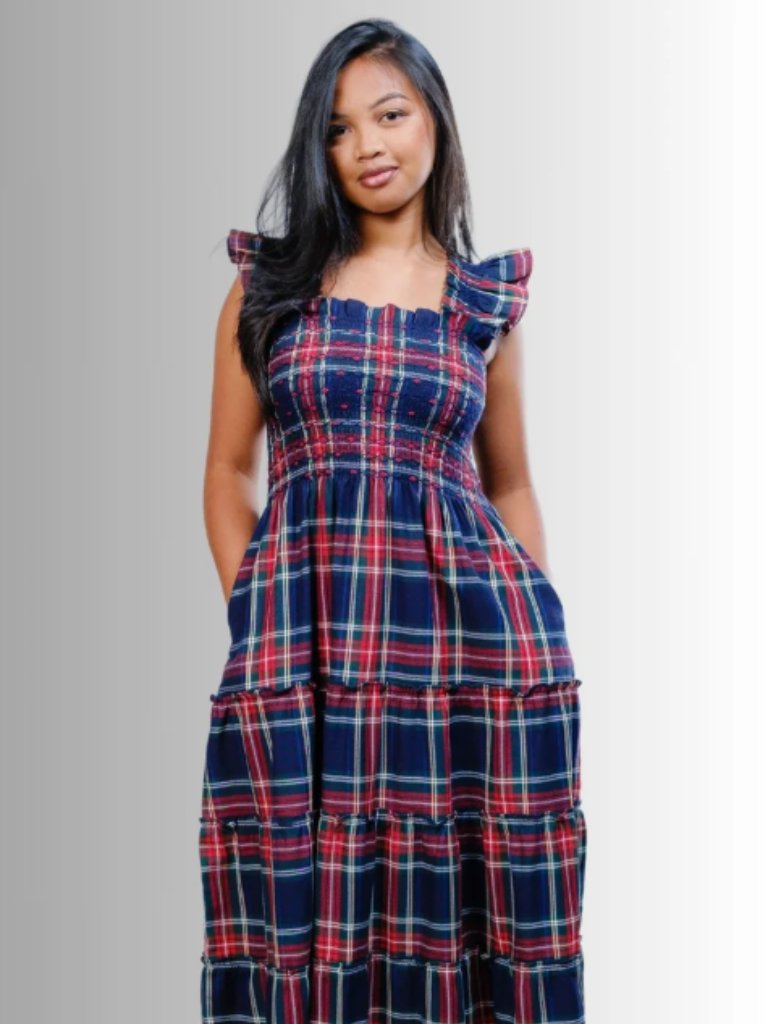 Nwt Angele.H Paris The Elisabeth Dress In Tartan & Plaid Red Stewart Tartan Med